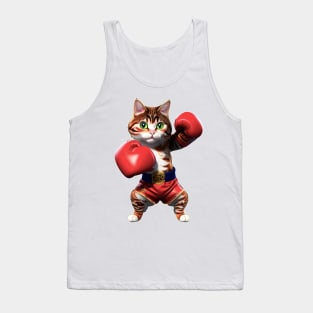 Cat boxer in red gloves Tank Top